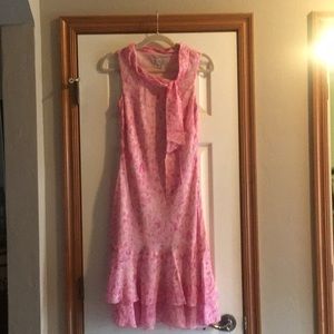Pink petal dress with double ruffle hem